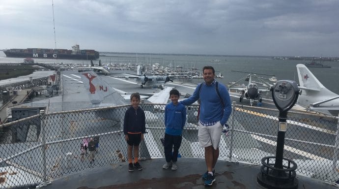 The boys loved visiting all of the aircraft on the deck of the USS Yorktown.