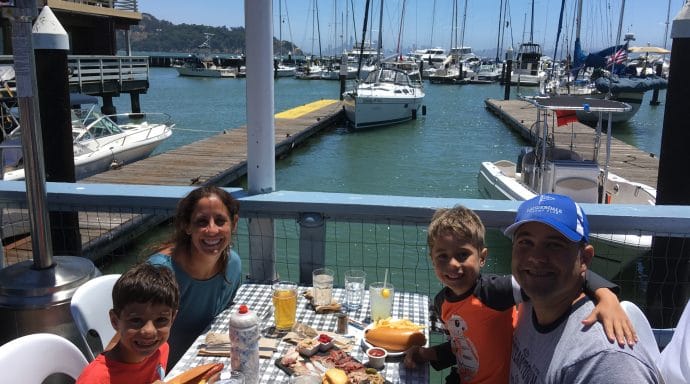 Dinner on the docks in Tiburon after our adventure in Angel Island.