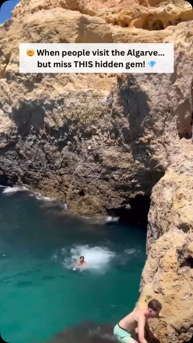 🏝️ When People Visit the Algarve… but Miss THIS Hidden Gem! 🤯  Most people come to the Algarve for the stunning beaches and famous Benagil Cave… but did you know there’s a secret spot where you can cliff jump into the clearest blue water?! 😍🌊  📍 Boneca Bar, Carvoeiro – Tucked away in the cliffs, this hidden gem offers epic ocean views, fresh seafood, and an adrenaline rush for those brave enough to take the leap!  🏊‍♂️ Crystal-clear water – Perfect for a refreshing swim after the jump!  🪨 Natural rock formations – The surrounding cliffs create the ultimate adventure backdrop.  🍹 Relax after the thrill – Grab a drink at Boneca Bar and soak in the views!  ⚠️ Pro tip: Only jump if you’re confident in your swimming skills and always check the tide! Safety first!  Would you take the leap? Let me know in the comments! ⬇️  #AlgarveHiddenGem #CliffJumping #Carvoeiro #AlgarvePortugal #AdventureTravel #PortugalBucketList #BonecaBar