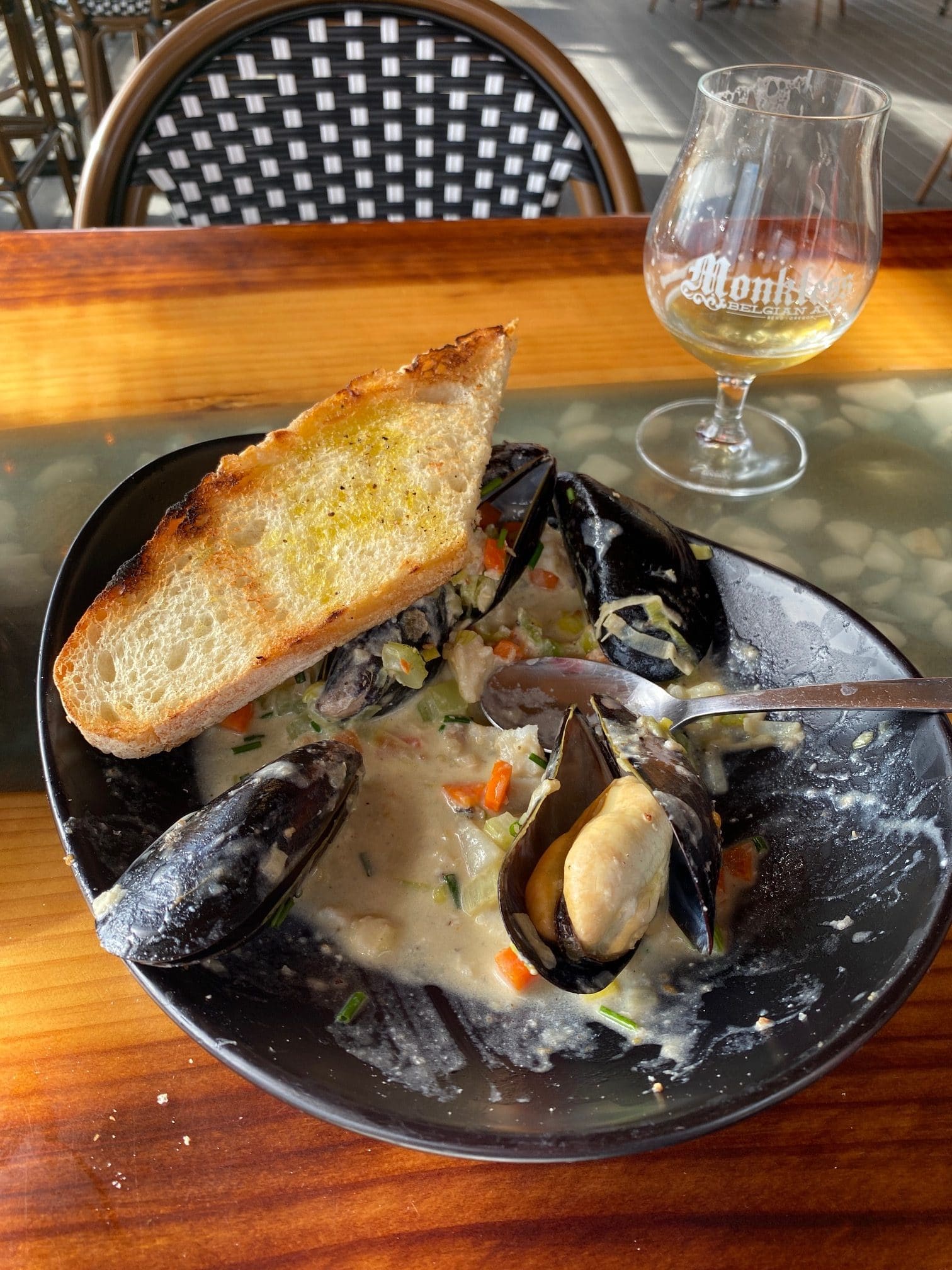 The fish and mussel stew at Monkless Belgian Ales in Bend.